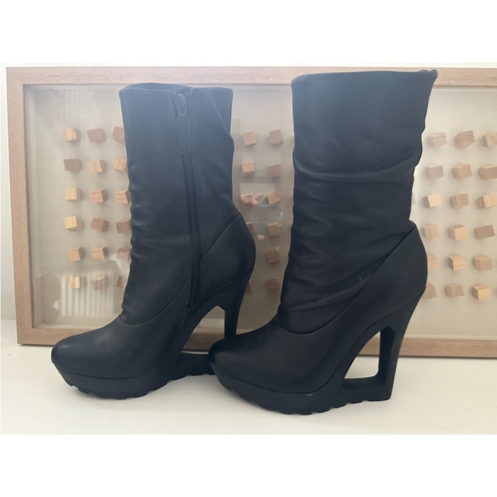 BCBG black leather a wedge booties Size 7